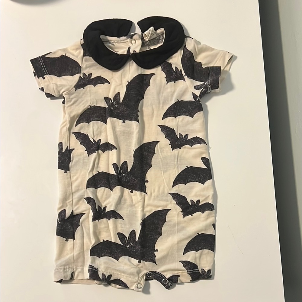 Kate Quinn Bat Print Romper with Peter Pan Collar